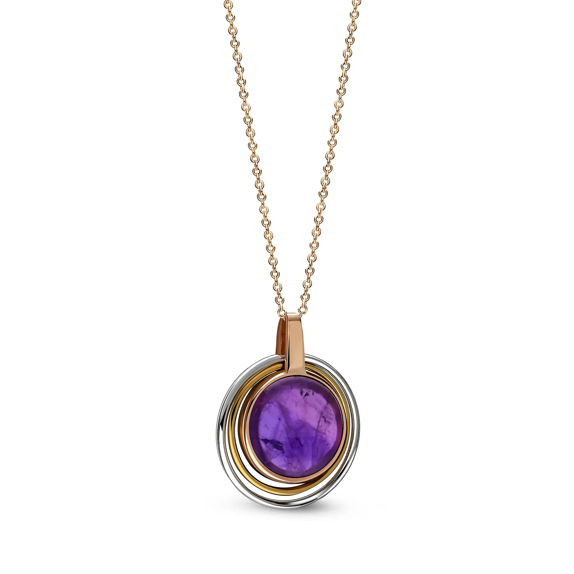 Rose Gold Vermeil Amethyst Contemporary Round Pendant