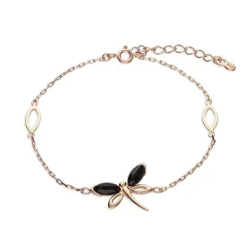 Rose Gold Vermeil Whitby Jet Dragonfly Bracelet