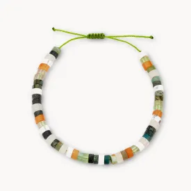 seagrass cord bracelet - olive cord with gemstone beads