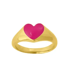 SIGNET RING HEART FUCHSIA GOLD