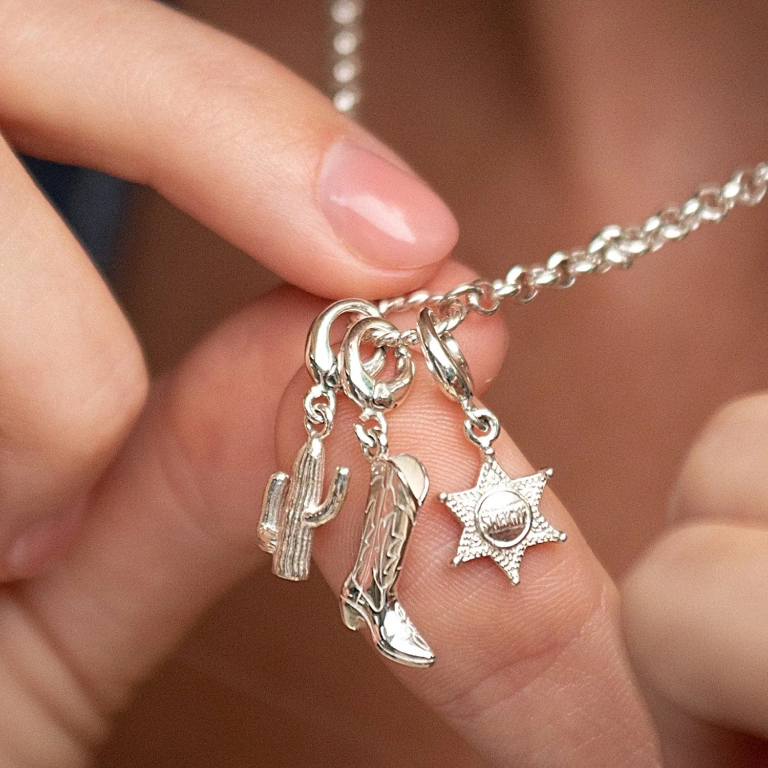 Silver Cowboy Boot Charm