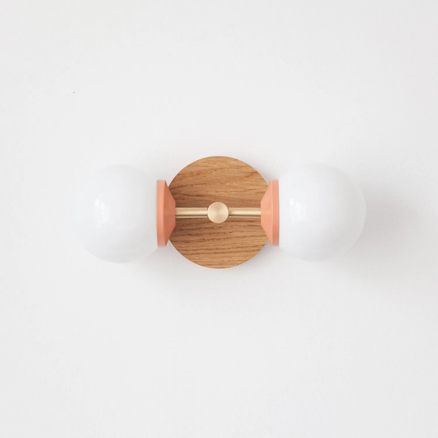 Small Opal Glass Double Arm Wall Light - Hardwood