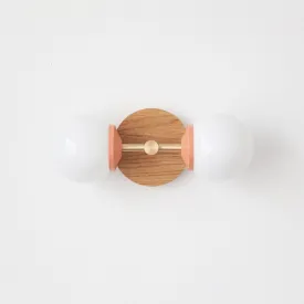 Small Opal Glass Double Arm Wall Light - Hardwood