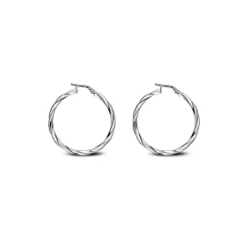 Sterling Silver 20mm Twist Hoop Earrings