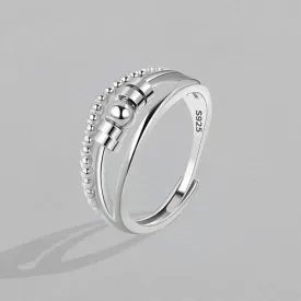 Stirling Silver Adjustable Beaded Anxiety Ring